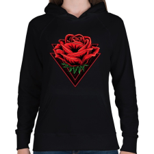 PRINTFASHION Rózsa háromszög - Női kapucnis pulóver - Fekete női pulóver, kardigán