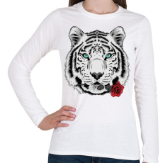 PRINTFASHION Rózsa - Női hosszú ujjú póló - Fehér