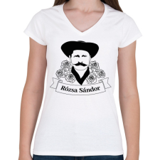 PRINTFASHION Rózsa Sándor - Magyar - Női V-nyakú póló - Fehér női póló