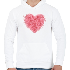 PRINTFASHION Rózsa szív - Férfi kapucnis pulóver - Fehér