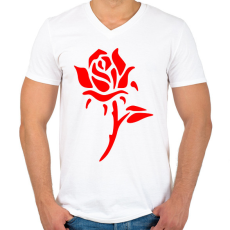 PRINTFASHION Rózsa - vörös - Férfi V-nyakú póló - Fehér
