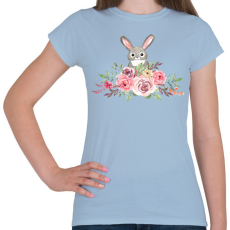 PRINTFASHION Rózsás nyuszi - Női póló - Világoskék