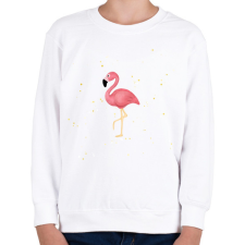 PRINTFASHION Rózsaszín flamingó - Gyerek pulóver - Fehér gyerek pulóver, kardigán