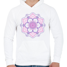 PRINTFASHION Rózsaszín-kék mandala - Férfi kapucnis pulóver - Fehér