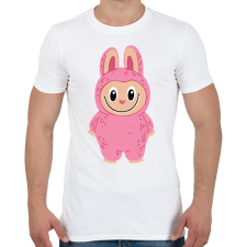 PRINTFASHION Rózsaszín Labubu - Férfi póló - Fehér férfi póló