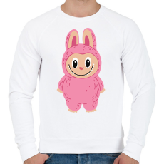 PRINTFASHION Rózsaszín Labubu - Férfi pulóver - Fehér