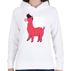 PRINTFASHION Rózsaszín láma - Női kapucnis pulóver - Fehér