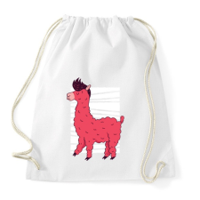 PRINTFASHION Rózsaszín láma - Sportzsák, Tornazsák - Fehér tornazsák