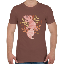 PRINTFASHION Rózsaszín Leopárd Gekkó - Férfi póló - Mogyoróbarna férfi póló