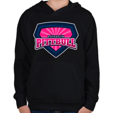 PRINTFASHION Rózsaszín Pittbull - Gyerek kapucnis pulóver - Fekete