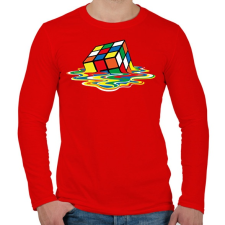 PRINTFASHION Rubic Cube - Férfi hosszú ujjú póló - Piros férfi póló