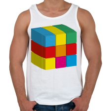 PRINTFASHION rubik 3D - Férfi atléta - Fehér atléta, trikó