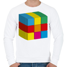 PRINTFASHION rubik 3D - Férfi pulóver - Fehér férfi pulóver, kardigán