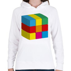 PRINTFASHION rubik 3D - Női kapucnis pulóver - Fehér