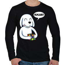 PRINTFASHION Rubik Dog - Férfi hosszú ujjú póló - Fekete férfi póló