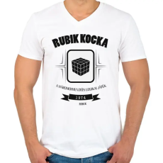 PRINTFASHION rubik-kocka-black-white - Férfi V-nyakú póló - Fehér