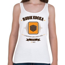 PRINTFASHION rubik-kocka-brown-orange - Női atléta - Fehér női trikó