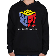 PRINTFASHION Rubik kocka egyszerűen - Gyerek kapucnis pulóver - Fekete