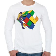 PRINTFASHION Rubik kocka - Férfi hosszú ujjú póló - Fehér
