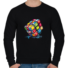 PRINTFASHION rubik kocka - Férfi pulóver - Fekete férfi pulóver, kardigán