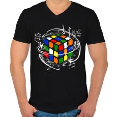 PRINTFASHION Rubik kocka - Férfi V-nyakú póló - Fekete