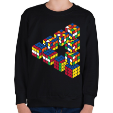 PRINTFASHION Rubik-kocka - Gyerek pulóver - Fekete