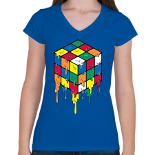 PRINTFASHION Rubik kocka - Női V-nyakú póló - Királykék női póló