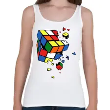 PRINTFASHION RubikCube Broke - Női atléta - Fehér női trikó