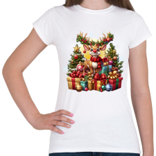 PRINTFASHION Rudolf, a piros orrú rénszarvas - Női póló - Fehér női póló