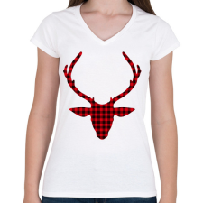 PRINTFASHION Rudolf - Női V-nyakú póló - Fehér női póló