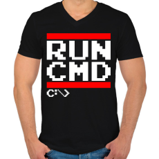 PRINTFASHION RUN CMD - Férfi V-nyakú póló - Fekete