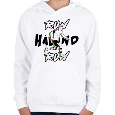 PRINTFASHION RUN Haland RUN! - Gyerek kapucnis pulóver - Fehér