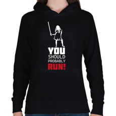 PRINTFASHION Run! - M3gan - Női kapucnis pulóver - Fekete