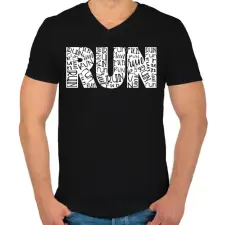 PRINTFASHION Run run run - Férfi V-nyakú póló - Fekete férfi póló