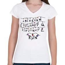 PRINTFASHION RUN Stranger Things - Női V-nyakú póló - Fehér női póló