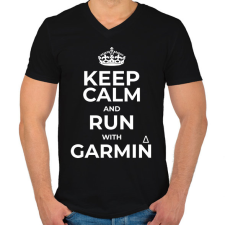 PRINTFASHION Run with Garmin - Férfi V-nyakú póló - Fekete férfi póló