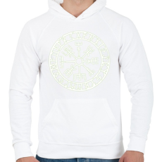 PRINTFASHION Rúna felirat kör - Férfi kapucnis pulóver - Fehér