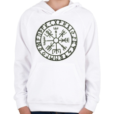 PRINTFASHION Rúna felirat kör sötét - Gyerek kapucnis pulóver - Fehér gyerek pulóver, kardigán