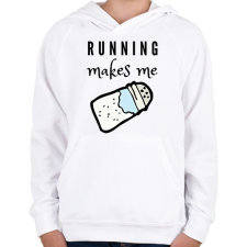 PRINTFASHION Running makes me salty - Gyerek kapucnis pulóver - Fehér gyerek pulóver, kardigán