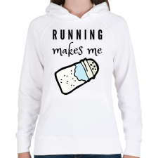PRINTFASHION Running makes me salty - Női kapucnis pulóver - Fehér női pulóver, kardigán
