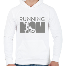 PRINTFASHION Running mom - Férfi kapucnis pulóver - Fehér férfi pulóver, kardigán