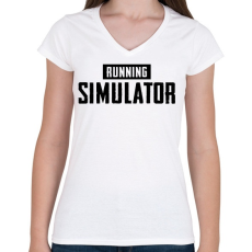 PRINTFASHION Running simulator - Női V-nyakú póló - Fehér