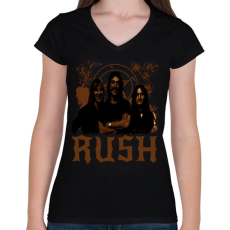 PRINTFASHION Rush band - Női V-nyakú póló - Fekete