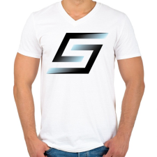 PRINTFASHION S - Férfi V-nyakú póló - Fehér férfi póló