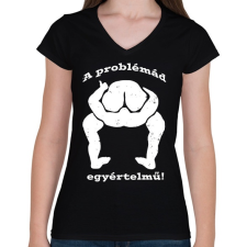 PRINTFASHION S*ggfej - Női V-nyakú póló - Fekete női póló