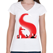 PRINTFASHION S like fox - Női V-nyakú póló - Fehér női póló