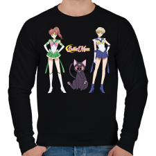 PRINTFASHION Sailor Moon - Jupiter, Luna, Uranus - Férfi pulóver - Fekete férfi pulóver, kardigán