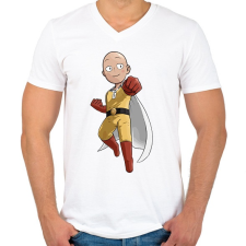 PRINTFASHION Saitama One  Punch Man - Férfi V-nyakú póló - Fehér férfi póló