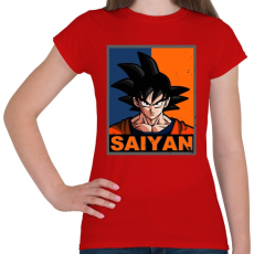 PRINTFASHION Saiyan Goku - Női póló - Piros