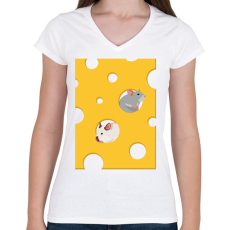 PRINTFASHION Sajt - Női V-nyakú póló - Fehér